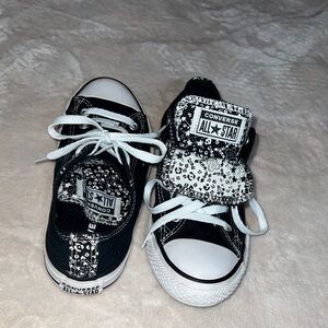 Converse All Star Chuck Taylor Double Tongue Kids Black and White Sneakers SZ 3
